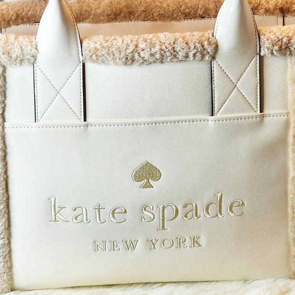 🎀 PRICE DROP! Kate Spade Jett Faux Shearling Tote- Merinque KE517. - Picture 4 of 11